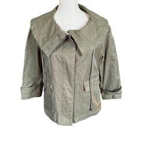 Talbots Petites 4P 3/4 sleeve wide collar cropped swing utility jacket women's